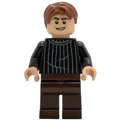 Oliver Wood - Black Striped Sweater, Dark Brown Legs