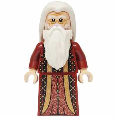 Albus Dumbledore - Dark Red Robe with Gold Hem, White Hair