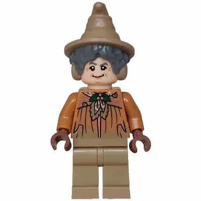 Professor Pomona Sprout - Dirty Cloak, Dark Green Holly Brooch, Dark Tan Legs