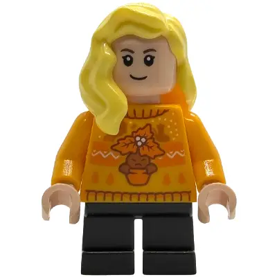 Hannah Abbott - Bright Light Orange Holiday Sweater, Black Short Legs