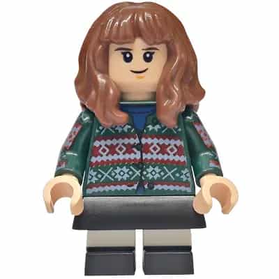 Hermione Granger - Dark Green Sweater, Printed Arms, Black Skirt, and Short Legs with White Stripes