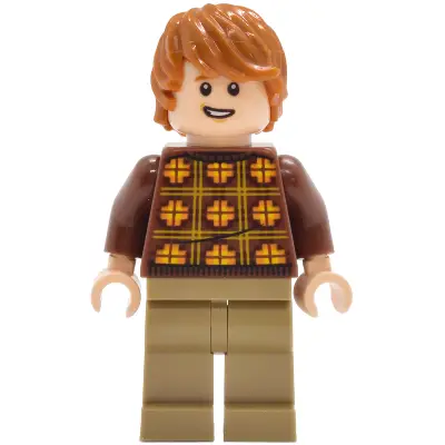 Ron Weasley - Reddish Brown Sweater with Yellow and Orange Plaid