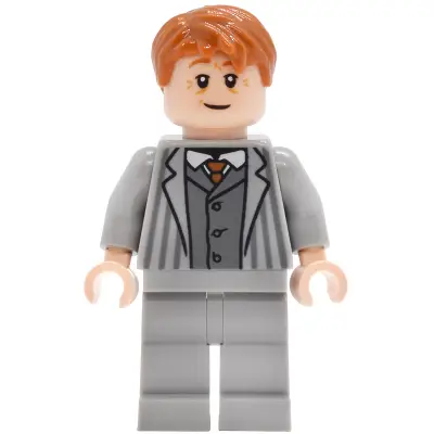 Arthur Weasley - Light Bluish Gray Suit, Wrinkles, Smile / Frown