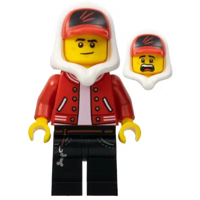 Jack Davids - Red Jacket with Cap and Hood (Lopsided Smile / Scared)