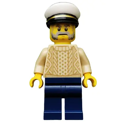 Sailor Captain - Male, Tan Sweater, Dark Blue Legs, White Cap, Beard and Sideburns
