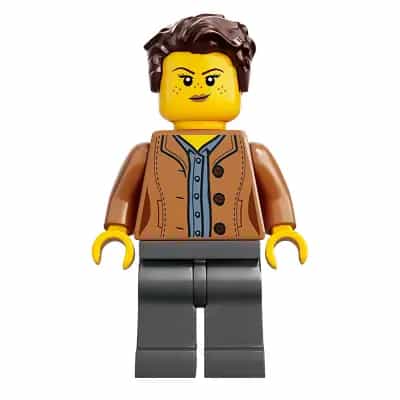 Mom, Freckles, Medium Nougat Jacket, Dark Brown Hair Swept Left Tousled