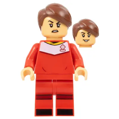 Soccer Player, Female, Red Uniform, Medium Tan Skin, Reddish Brown Smooth Parted Hair