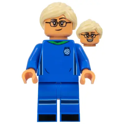 Soccer Player, Female, Blue Uniform, Nougat Skin, Tan Ponytail, Glasses