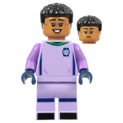 Soccer Goalie, Female, Lavender Uniform, Medium Nougat Skin, Short Black Hair