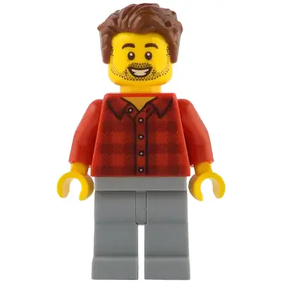 Rob the Fan Designer - Red Plaid Flannel Shirt, Light Bluish Gray Legs