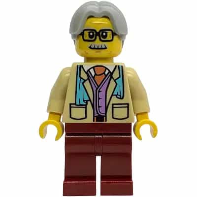 Tourist - Tan Suit Jacket, Dark Red Legs, Light Bluish Gray Hair