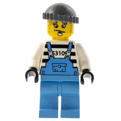 Xtreme Stunts Brickster Henchman with Medium Blue Overalls #1, Dark Bluish Gray Knit Cap