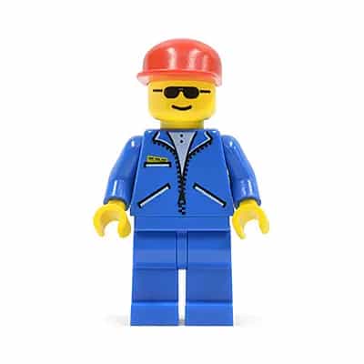 Jacket Blue - Blue Legs, Red Cap, Sunglasses
