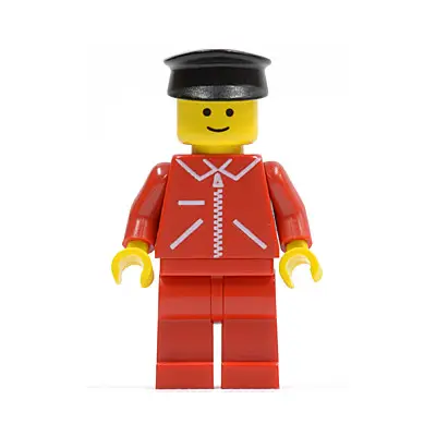 Jacket Red with Zipper - Red Arms - Red Legs, Black Hat