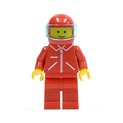 Jacket Red with Zipper - Red Arms - Red Legs, Red Helmet, Trans-Light Blue Visor