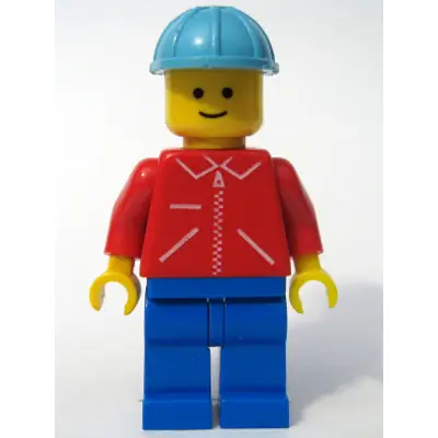 Jacket Red with Zipper - Red Arms - Blue Legs, Maersk Blue Construction Helmet