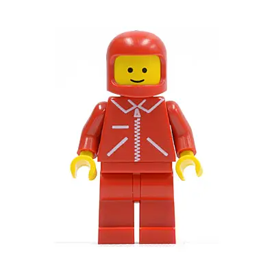 Jacket Red with Zipper - Red Arms - Red Legs, Red Classic Helmet