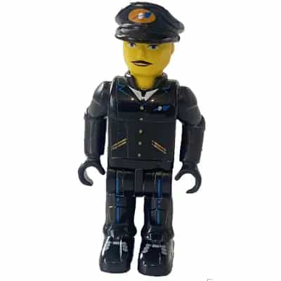 Airplane Pilot with Black Pants, Black Shirt and Black Cap with Logo