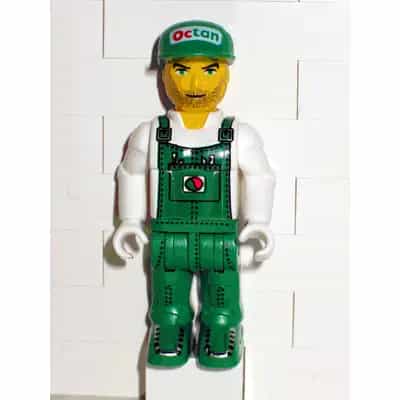 Mechanic in Green Overalls with Octan Pattern