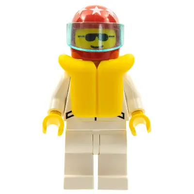 Jacket 2 Stars White - White Legs, Red Helmet 7 White Stars, Trans-Light Blue Visor