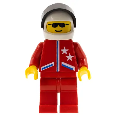 Jacket 2 Stars Red - Red Legs, White Helmet, Black Visor