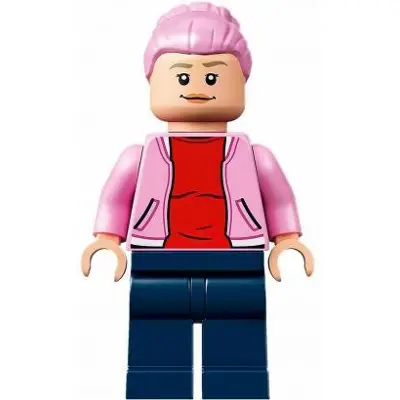 Brooklynn - Bright Pink Jacket over Red Shirt, Dark Blue Legs