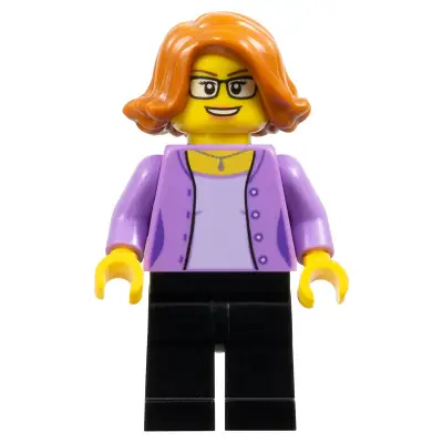 LEGOLAND Park Female with Dark Orange Short Hair, Medium Lavender Shirt, Black Legs