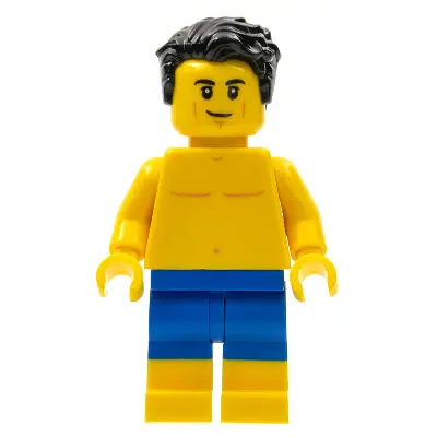 LEGOLAND Park Male, Black Hair, Bare Chest, Blue Swimsuit