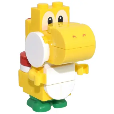 Yellow Yoshi - White Tile, Round 1 x 1 Quarter on Front
