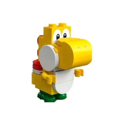 Yellow Yoshi - White Tile, Round 1 x 2 Half on Front