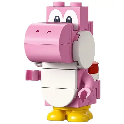 Pink Yoshi - White Tile, Round 1 x 2 Half on Front