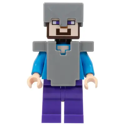 Steve (Light Nougat) - Dark Purple Legs, Flat Silver Helmet and Armor