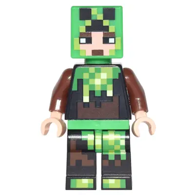 Minecraft Skin 6 - Pixelated, Bright Green and Dark Brown Creeper Costume
