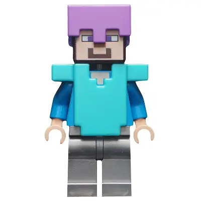 Steve (Light Nougat) - Flat Silver Legs, Medium Lavender Helmet, Medium Azure Armor