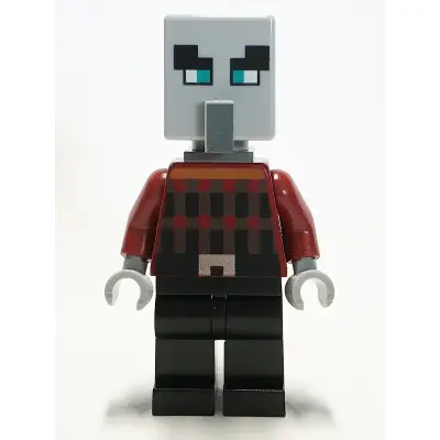 Illager (Pillager) - Wide Eyes, Dark Bluish Gray Neck Bracket and Tile with Clip