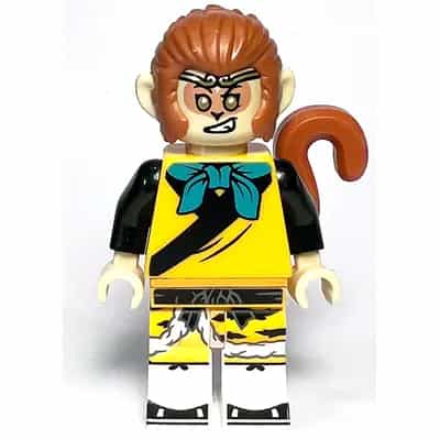 Monkey King - Bright Light Orange Robe, Black Animal Stripes, Dark Turquoise Bandana