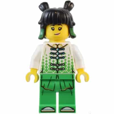 Mei - White Robe Top, Bright Green Pants
