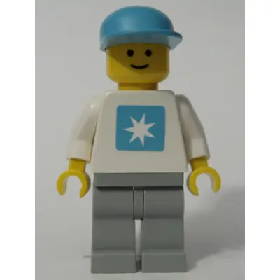 Maersk - White Torso (Sticker), Light Gray Legs, Maersk Blue Cap