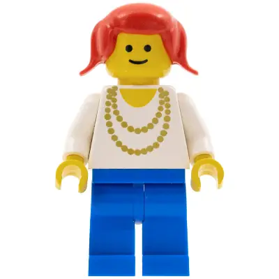 Necklace Gold - Blue Legs, Red Pigtails Hair