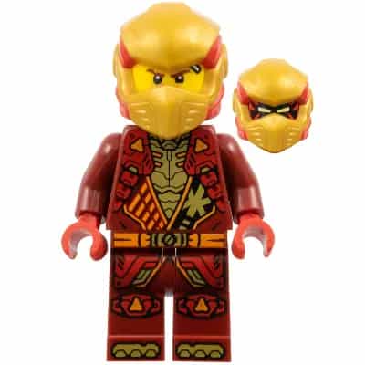 Kai - Dragons Rising, Tunic with Shoulder Armor, Red and Pearl Gold Head Wrap