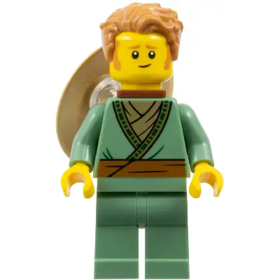 Fisherman - Sand Green Tunic, Medium Nougat Hair, Conical Hat on Back