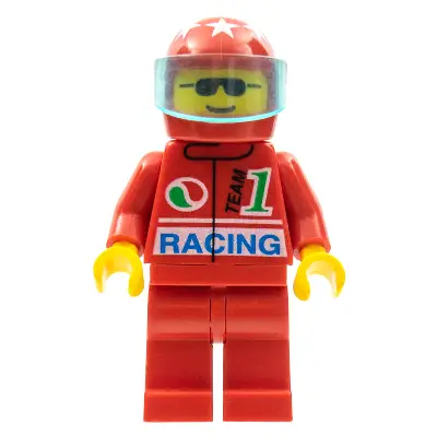 Octan - Racing, Red Legs, Red Helmet 7 White Stars, Trans-Light Blue Visor