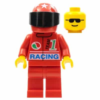 Octan - Racing, Red Legs, Red Helmet 7 White Stars, Black Visor