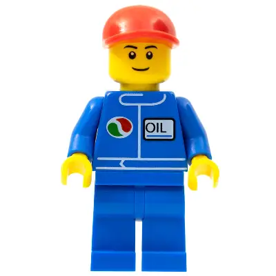 Octan - Blue Oil, Blue Legs, Red Short Bill Cap, Black Eyebrows