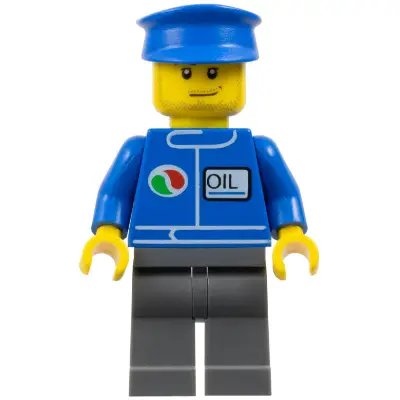 Octan - Blue Oil, Dark Bluish Gray Legs, Blue Hat, Smirk and Stubble Beard