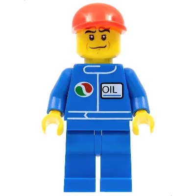 Octan - Blue Oil, Blue Legs, Red Short Bill Cap, Crooked Smile