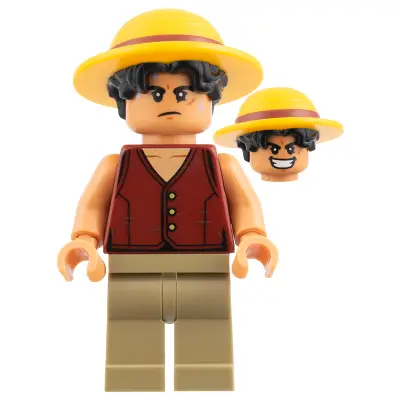 Monkey D. Luffy - Hair Combo, Straw Hat with Black Hair, Dark Tan Legs