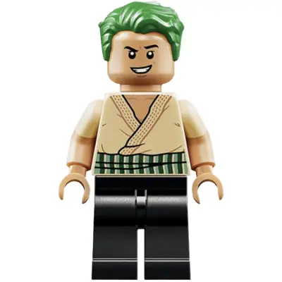 Roronoa Zoro - Tan Shirt, Hair, Open Mouth Scowl / Open Mouth Grin