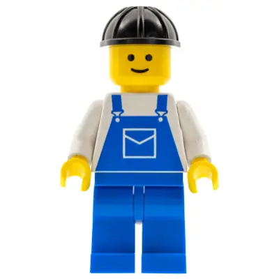 Overalls Blue with Pocket, Blue Legs, Black Construction Helmet