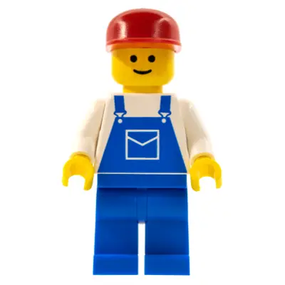Overalls Blue with Pocket, Blue Legs, Red Cap